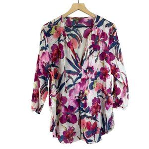 Women's XL Tommy Bahama Floral Silk Peasant Top